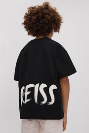Reiss Washed Black Abbott Teen Cotton Motif T-Shirt - Image 3 of 4