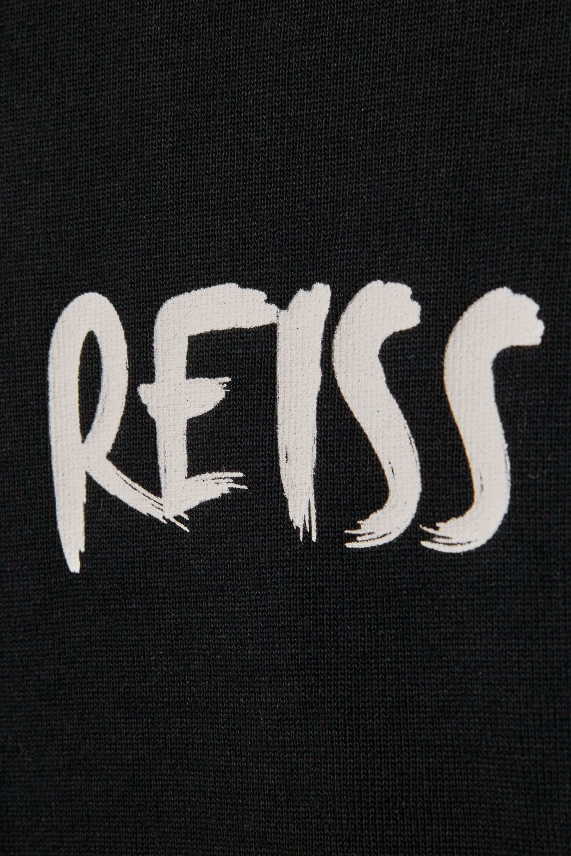 Reiss Washed Black Abbott Teen Cotton Motif T-Shirt - Image 4 of 4