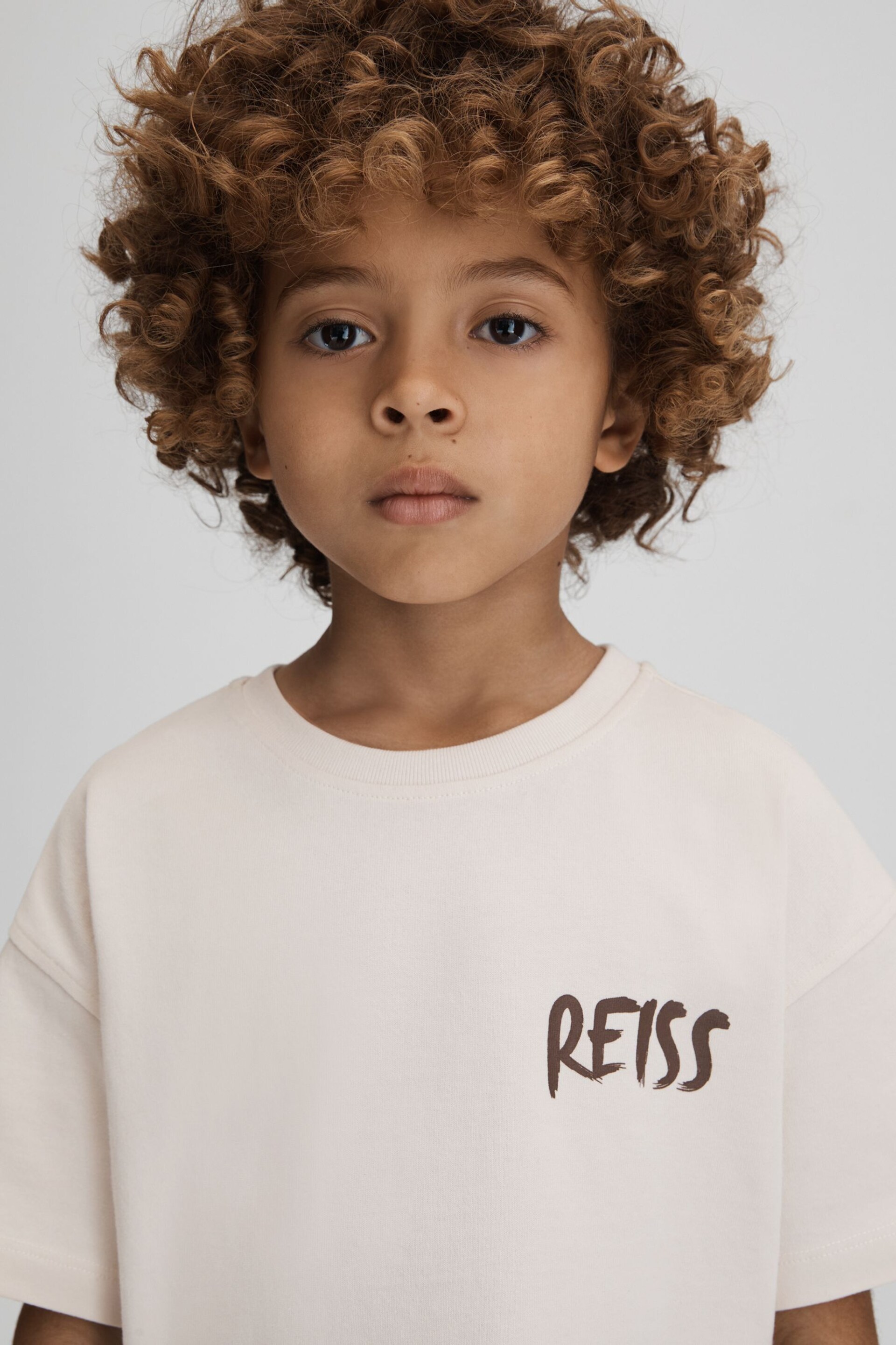 Reiss Ecru Abbott Teen Cotton Motif T-Shirt - Image 2 of 6