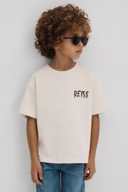 Reiss Ecru Abbott Teen Cotton Motif T-Shirt - Image 4 of 6