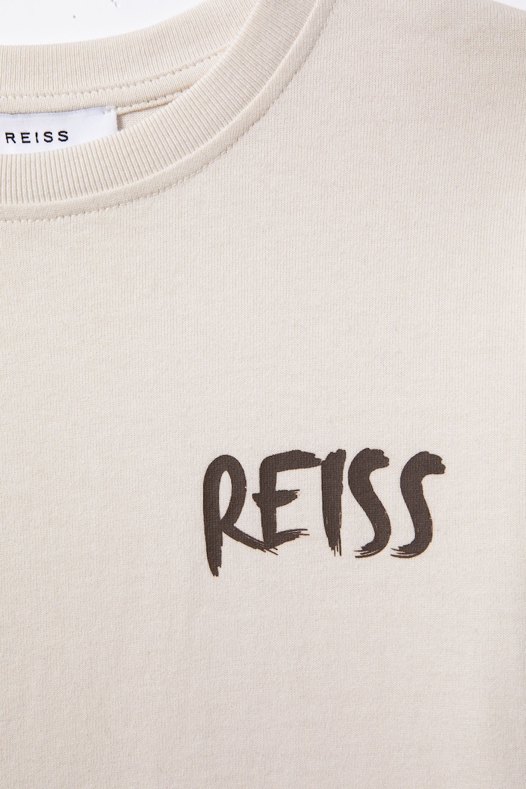 Reiss Ecru Abbott Teen Cotton Motif T-Shirt - Image 6 of 6