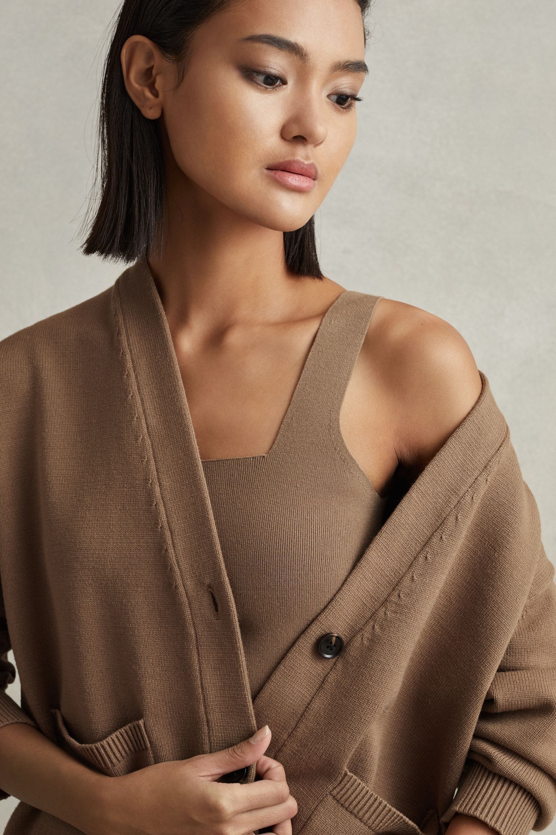 Buy Reiss Mink Harper Chunky Knitted Cardigan from Next Australia