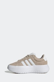 adidas Brown Grand Court Platform Suede Trainers - Image 4 of 9