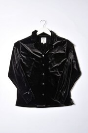 Burgs Womens Velvet Oversized Printed Black Shirt - Image 5 of 5