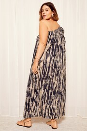 Curves Like These Navy Blue Print One Shoulder Maxi Dress - Image 2 of 4