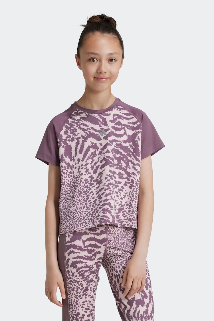 adidas Pink Kids Print T-Shirt - Image 1 of 6