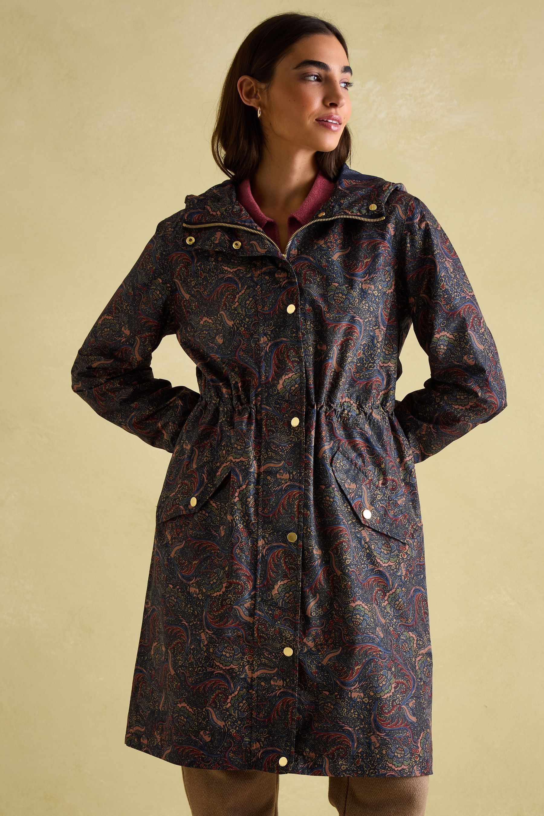 Joules navy floral raincoat online