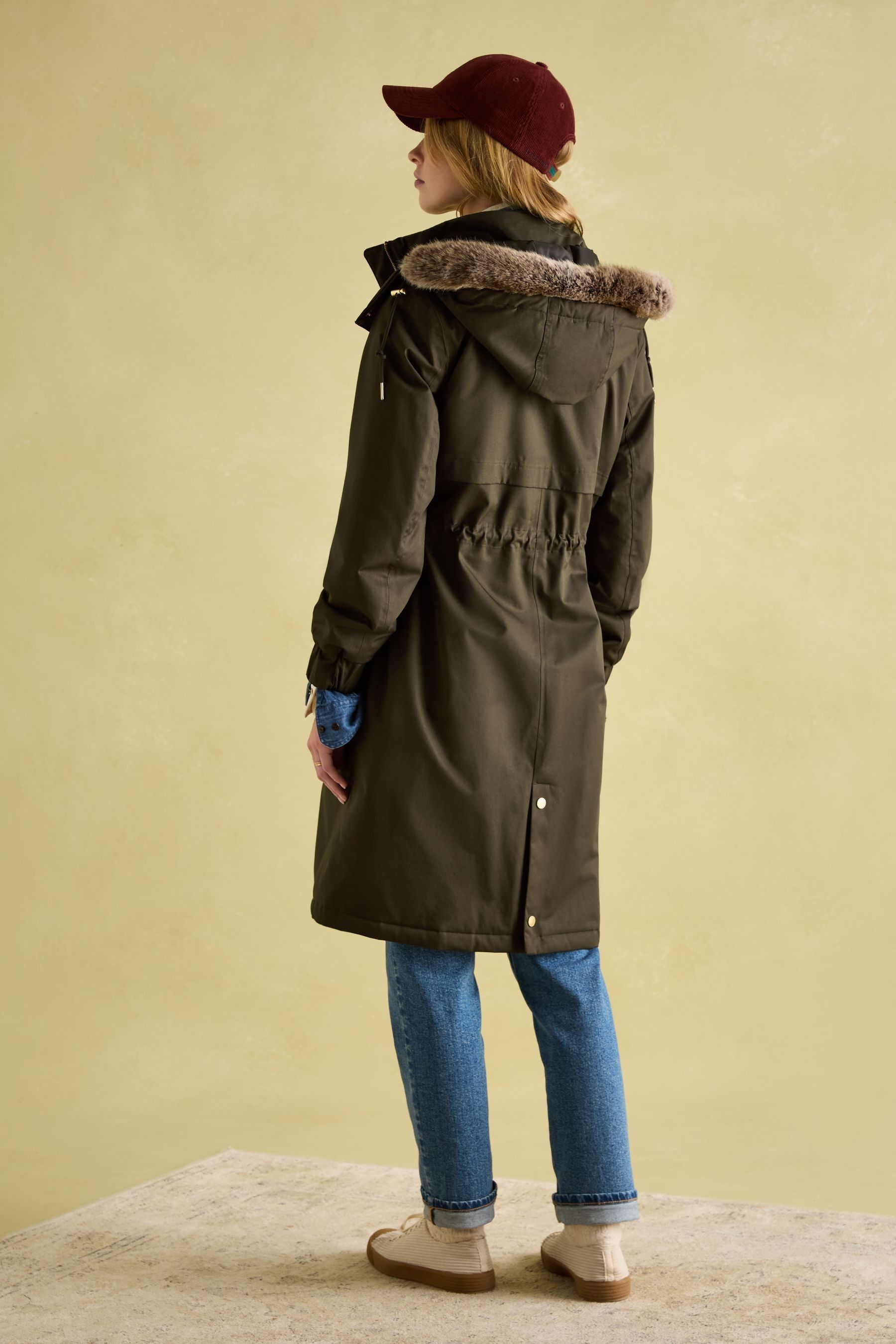 Faux fur lined raincoat online