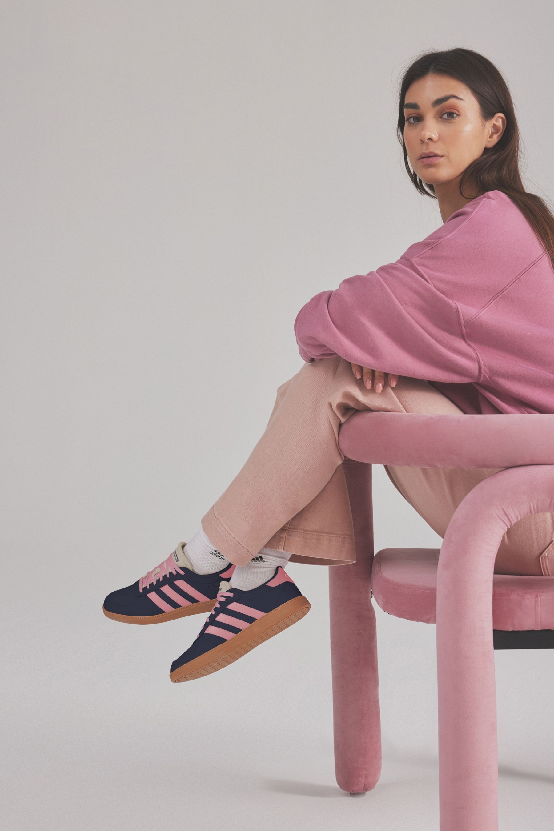 adidas Navy Pink Breaknet Sleek Trainers