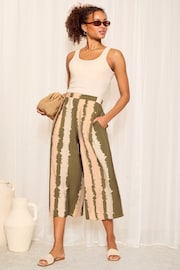 Friends Like These Khaki Green Woven Printed Cullote Trousers - Image 1 of 4