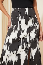 Friends Like These Black/White Split Front Midi Satin Skirt - Image 2 of 4