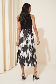 Friends Like These Black/White Split Front Midi Satin Skirt - Image 4 of 4