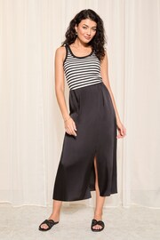 Friends Like These Black Split Front Midi Satin Skirt - Image 4 of 4