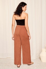 Friends Like These Red Crushed Crinkle Satin Wide Leg Elasticated Trousers - Image 4 of 4