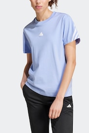 adidas Blue Future Icon 3 Stripe T-Shirt - Image 3 of 7