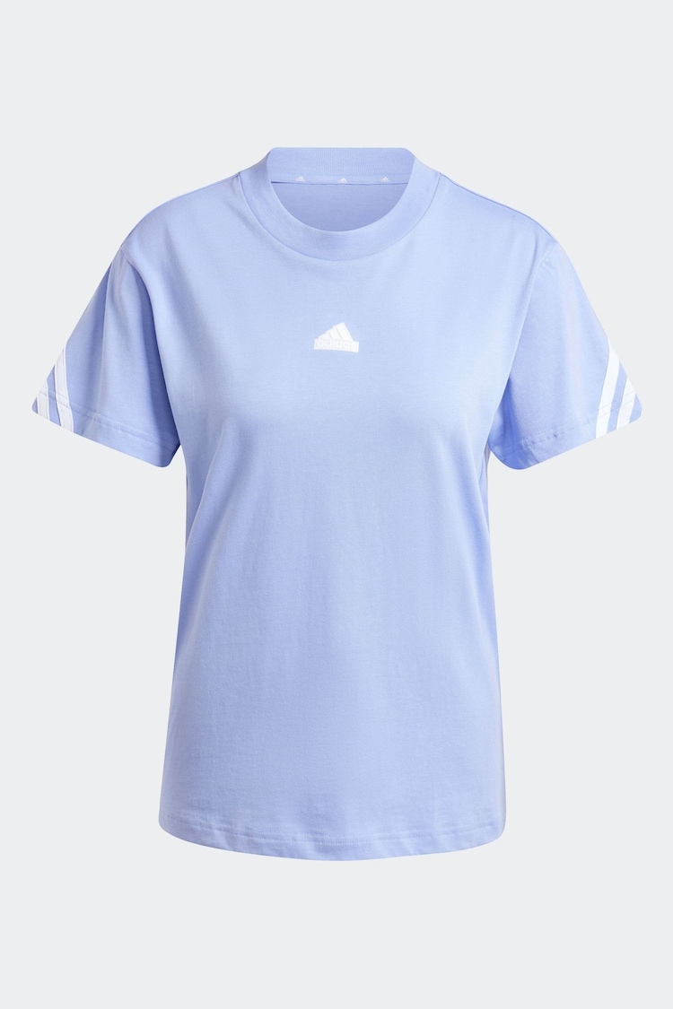 adidas Blue Future Icon 3 Stripe T-Shirt - Image 7 of 7