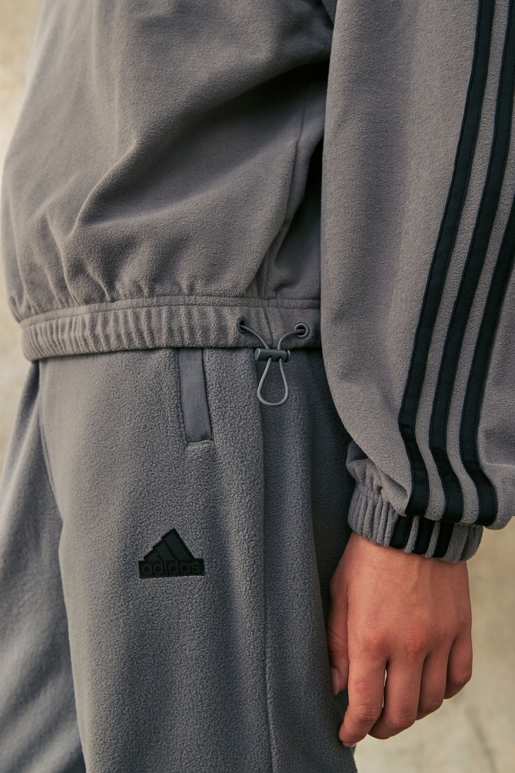 adidas Grey Future Icons Fleece 1/4 Zip Top - Image 5 of 5