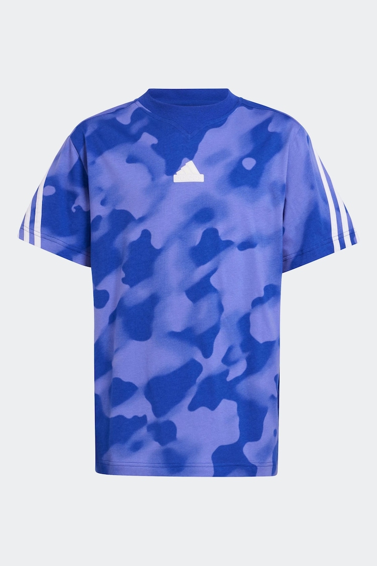 adidas Blue 100% Cotton Future Icons Camo Printed T-Shirt - Image 6 of 6