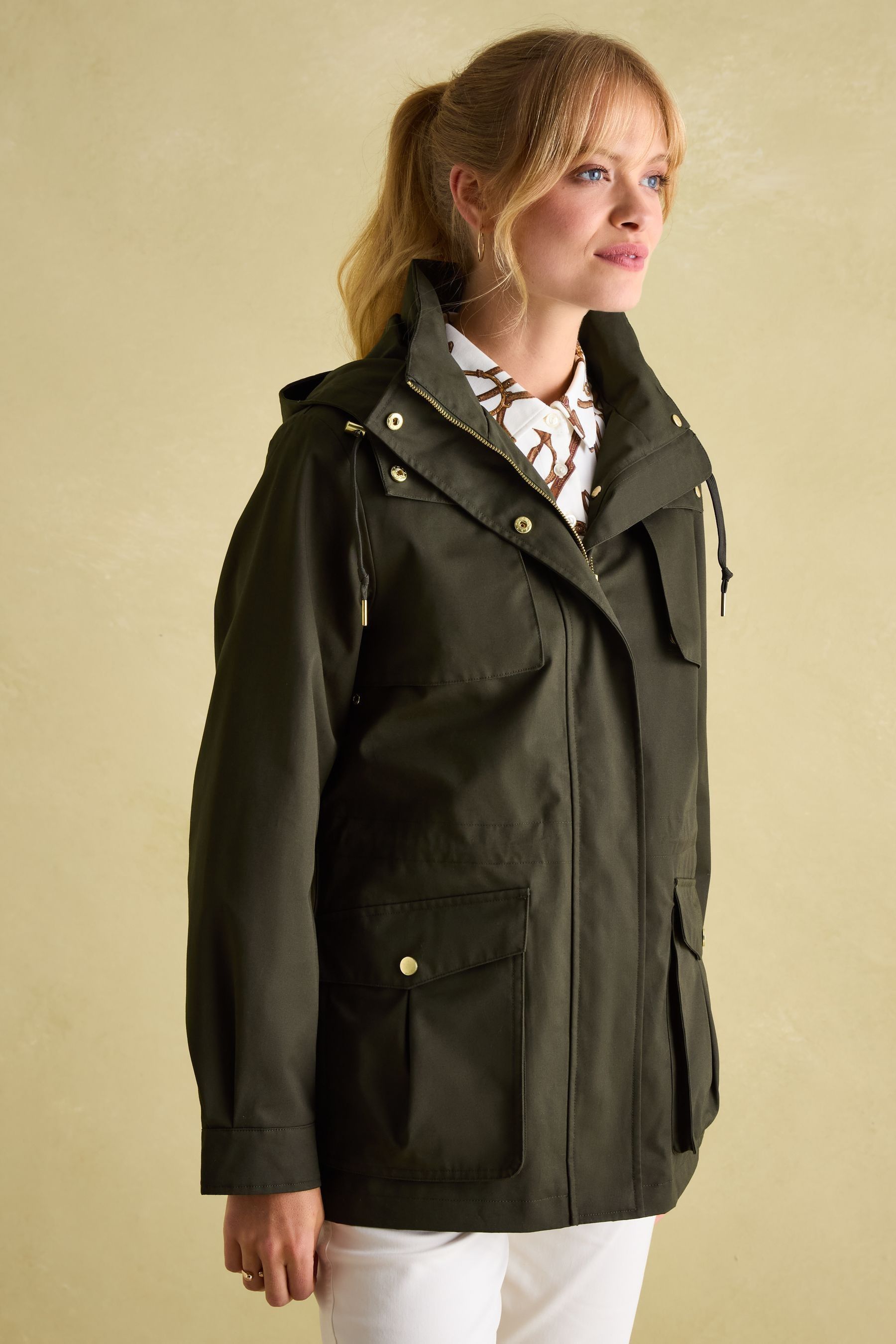 Buy Joules Fairford Khaki Green Waterproof Raincoat with Hood from the Next UK online shop