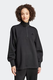 adidas Black ALL SZN Fleece Loose Half-Zip Sweatshirt - Image 1 of 7