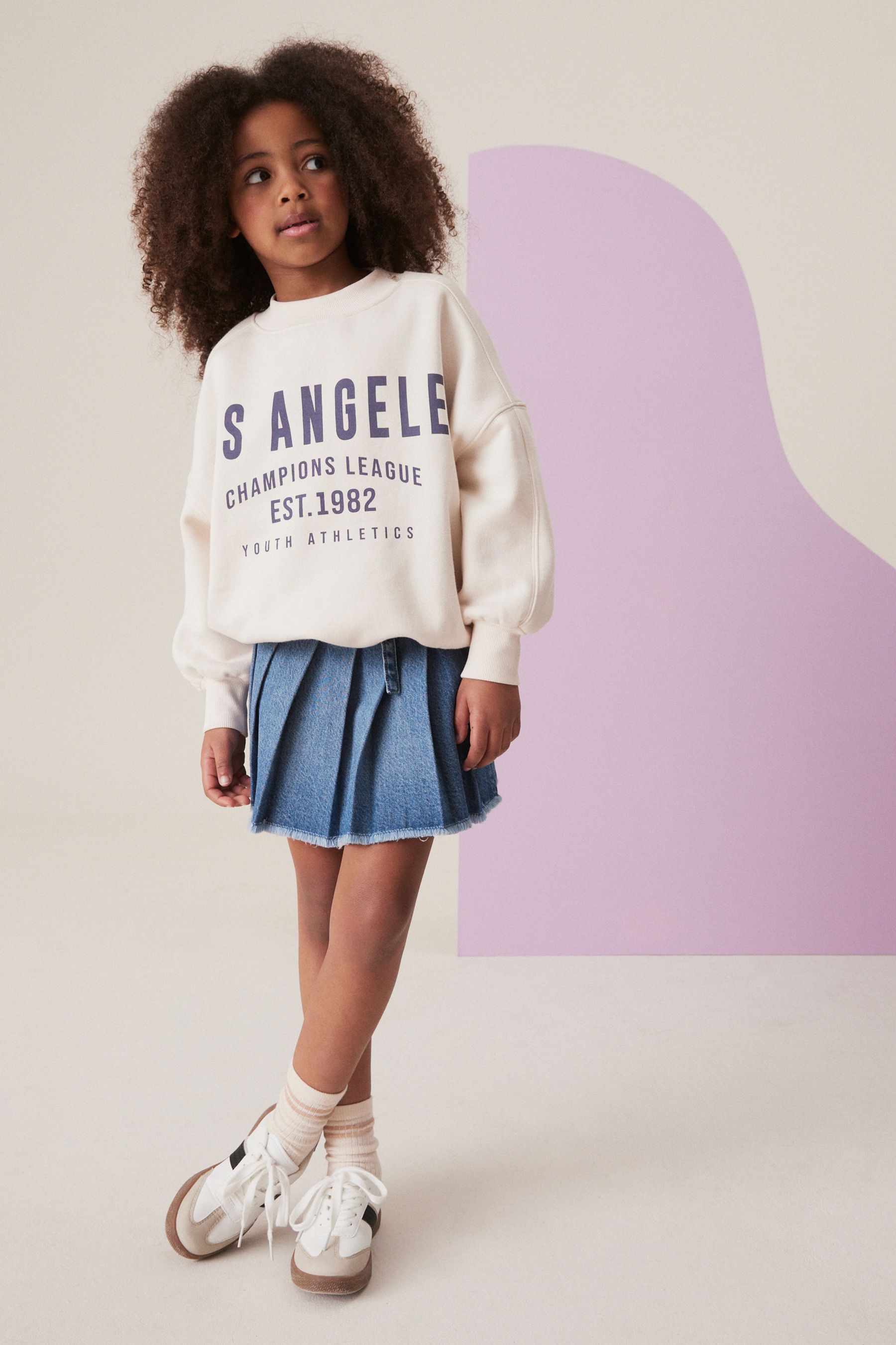 Buy Mid Blue Denim Pleated 100 Cotton Skirt 3 16yrs from the Next UK online shop