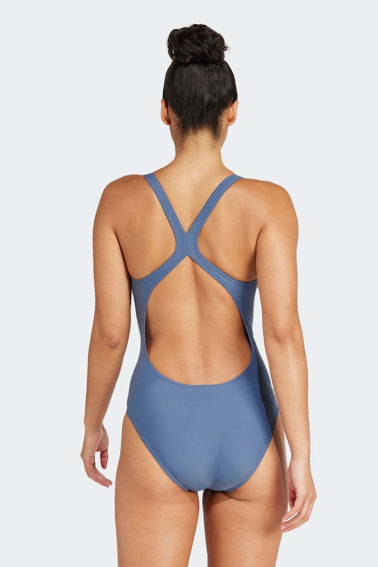 adidas Blue 3 Bar Logo Swimsuit - Image 2 of 7