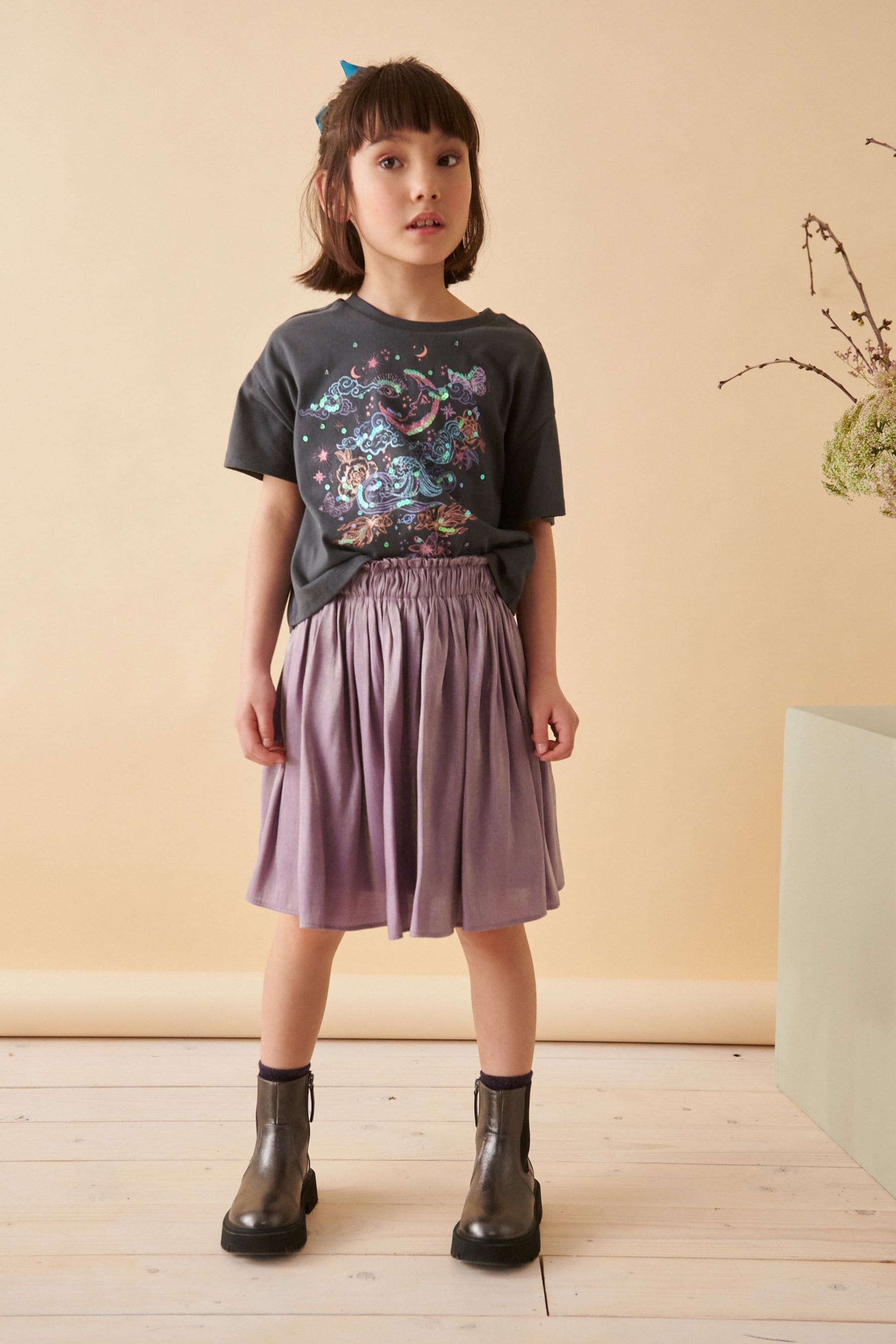 NEXT Lilac Purple Metallic Skirt 3 16yrs 13 Yrs Girls