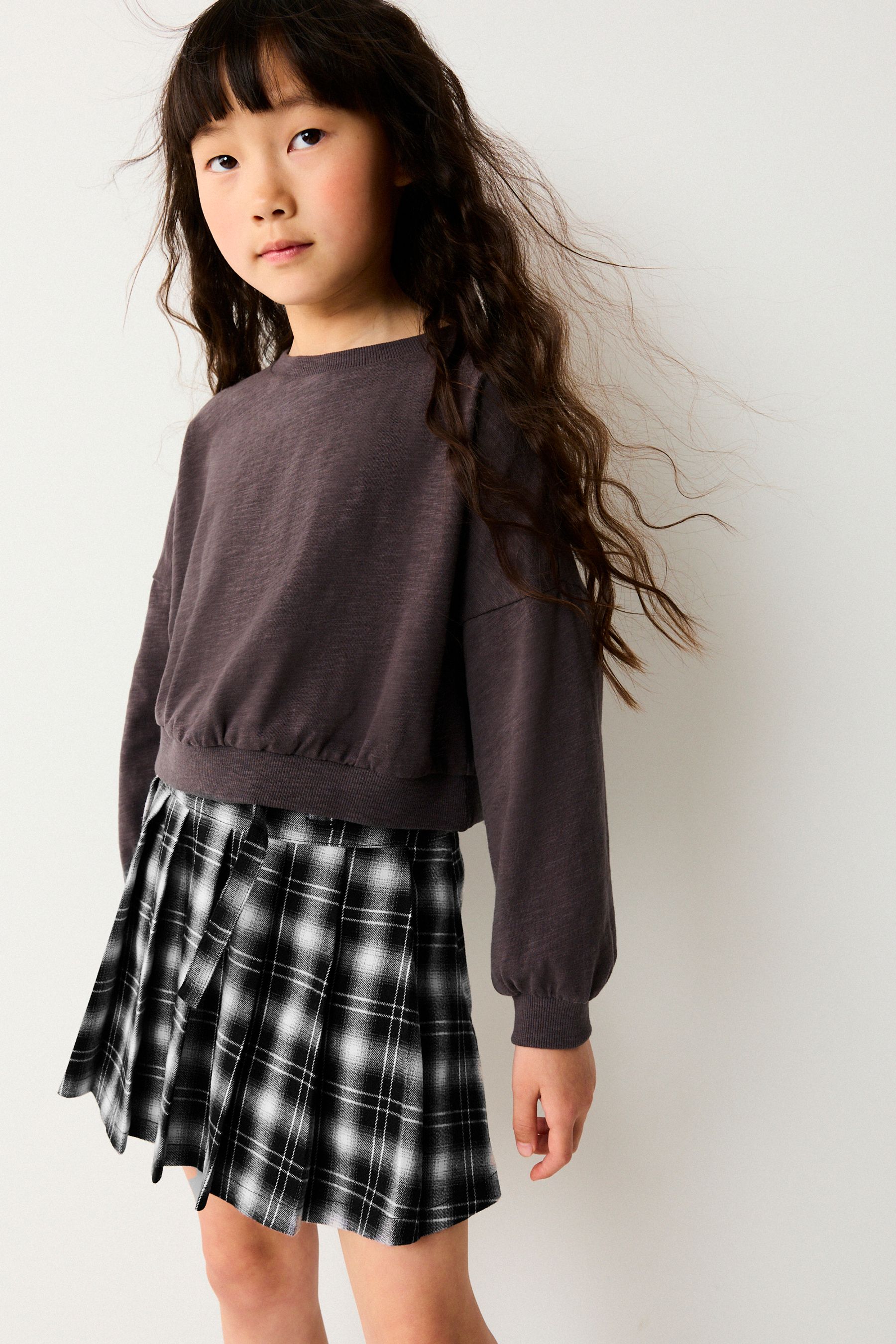 Buy Monochrome Pleated Check Skirt 3 16yrs from the Next UK online shop