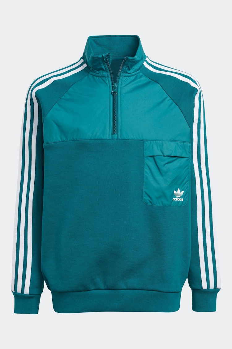 adidas Green Kids Originals Trefoil Crew 100% Cotton Sweatshirt - Image 5 of 5