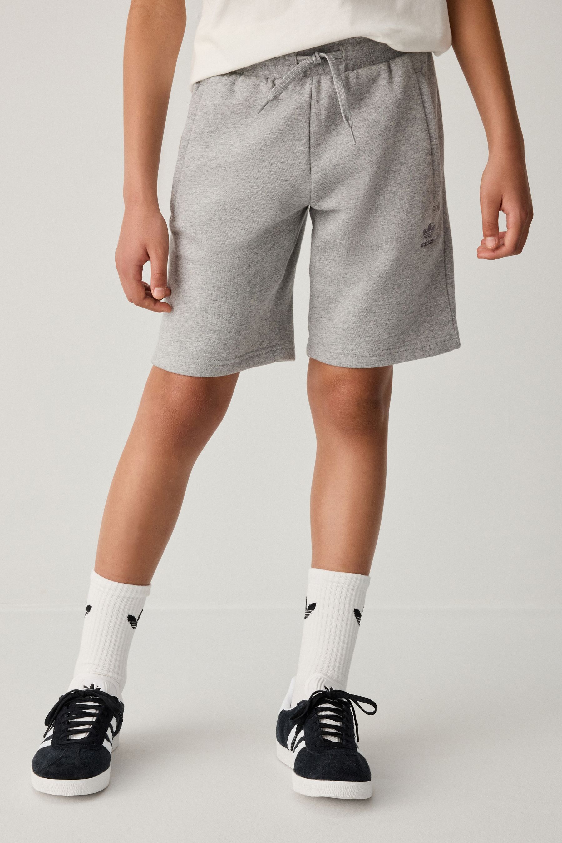 Adidas grey fleece shorts discount