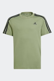 adidas Sage Green Essentials 3 Stripes 100% Cotton T-Shirt - Image 6 of 6