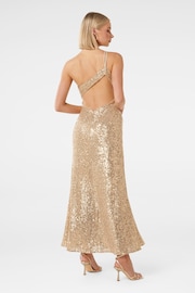 Forever New Gold Carolyn Sequin Asymmetrical Gown - Image 2 of 4