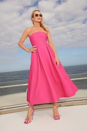 Lipsy Pink Premium Strapless Bandeau Skater Midi Dress - Image 4 of 4