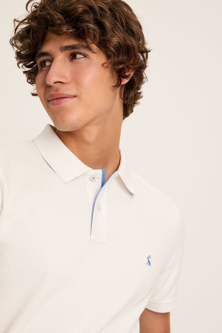 Joules Woody White Slim Fit Cotton Pique Polo Shirt - Image 2 of 6