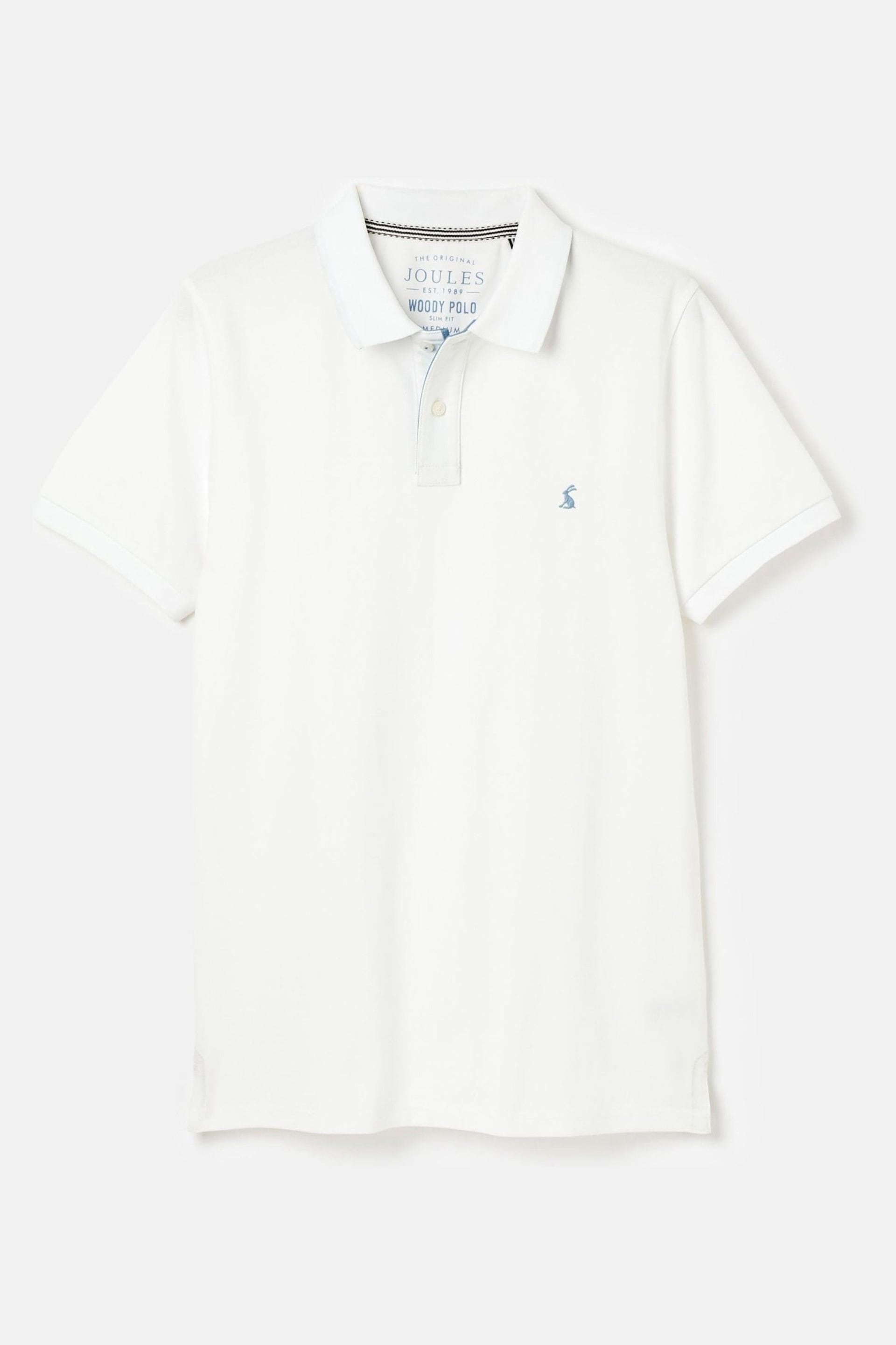 Joules Woody Chalk White Slim Fit Cotton Pique Polo Shirt - Image 6 of 6