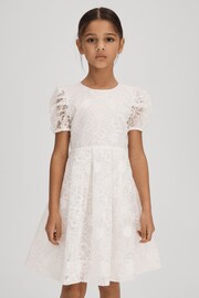 Reiss Ivory Emelie Teen Lace Puff Sleeve Dress - Image 2 of 6
