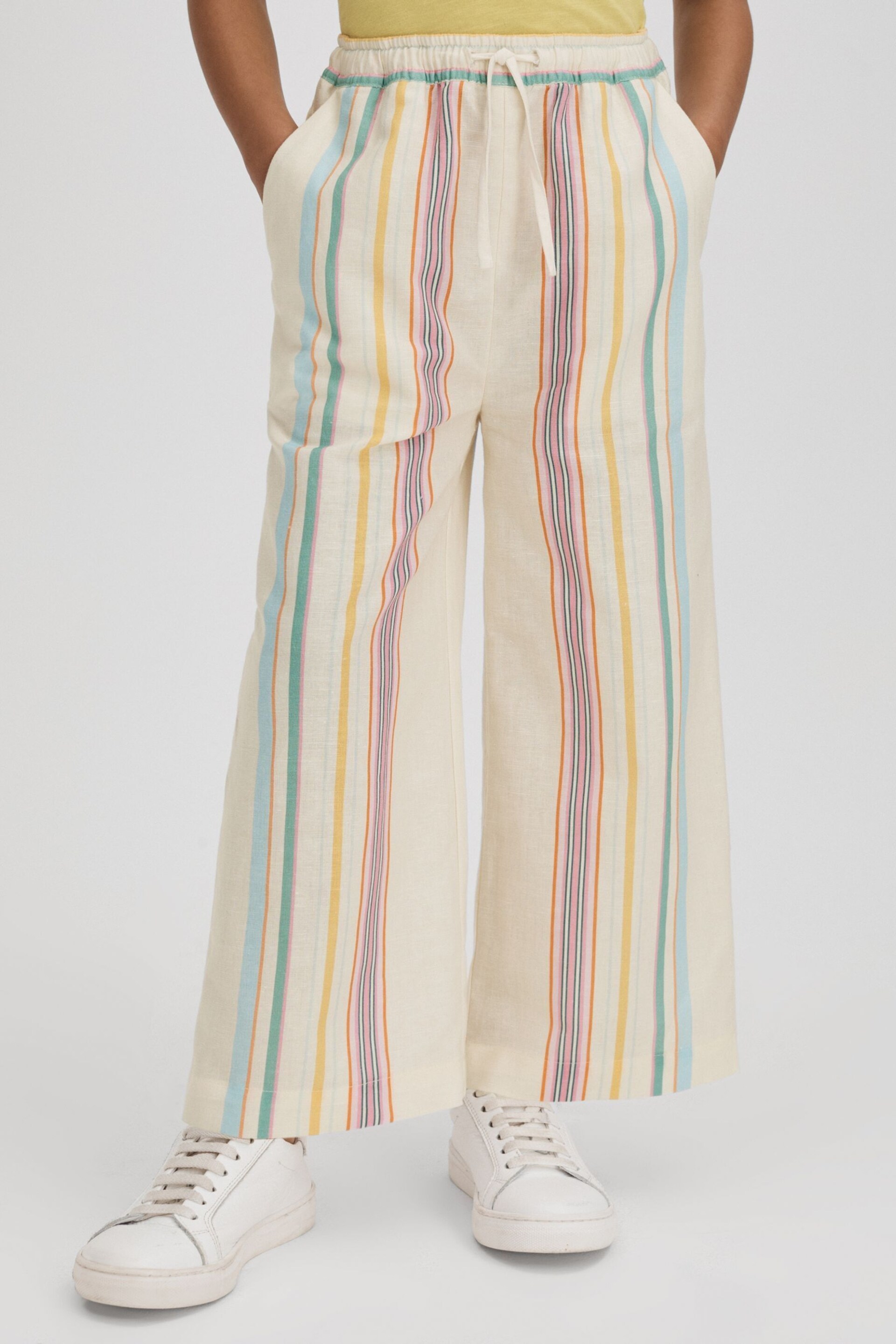 Reiss Multi Cleo Senior Linen Drawstring Trousers - Image 1 of 6