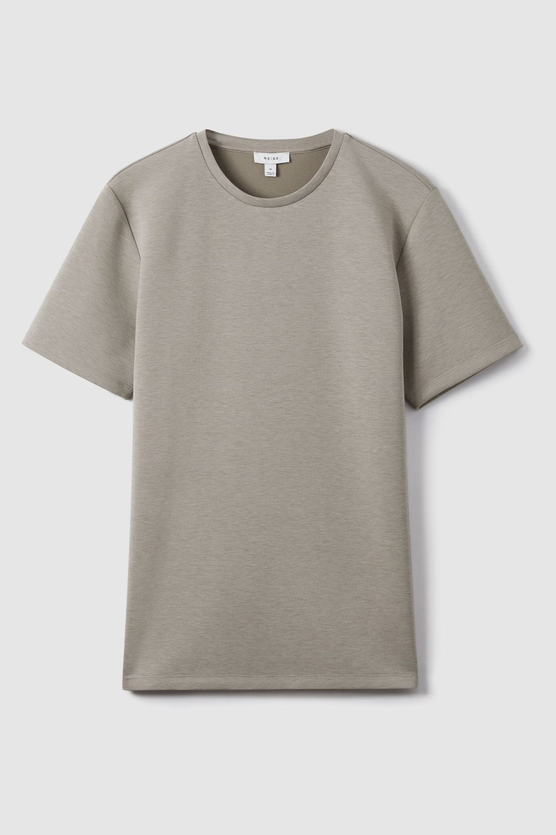 Reiss Taupe Bradley Interlock Jersey Crew Neck T-Shirt - Image 2 of 6