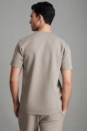 Reiss Taupe Bradley Interlock Jersey Crew Neck T-Shirt - Image 4 of 6