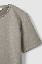 Reiss Taupe Bradley Interlock Jersey Crew Neck T-Shirt - Image 5 of 6