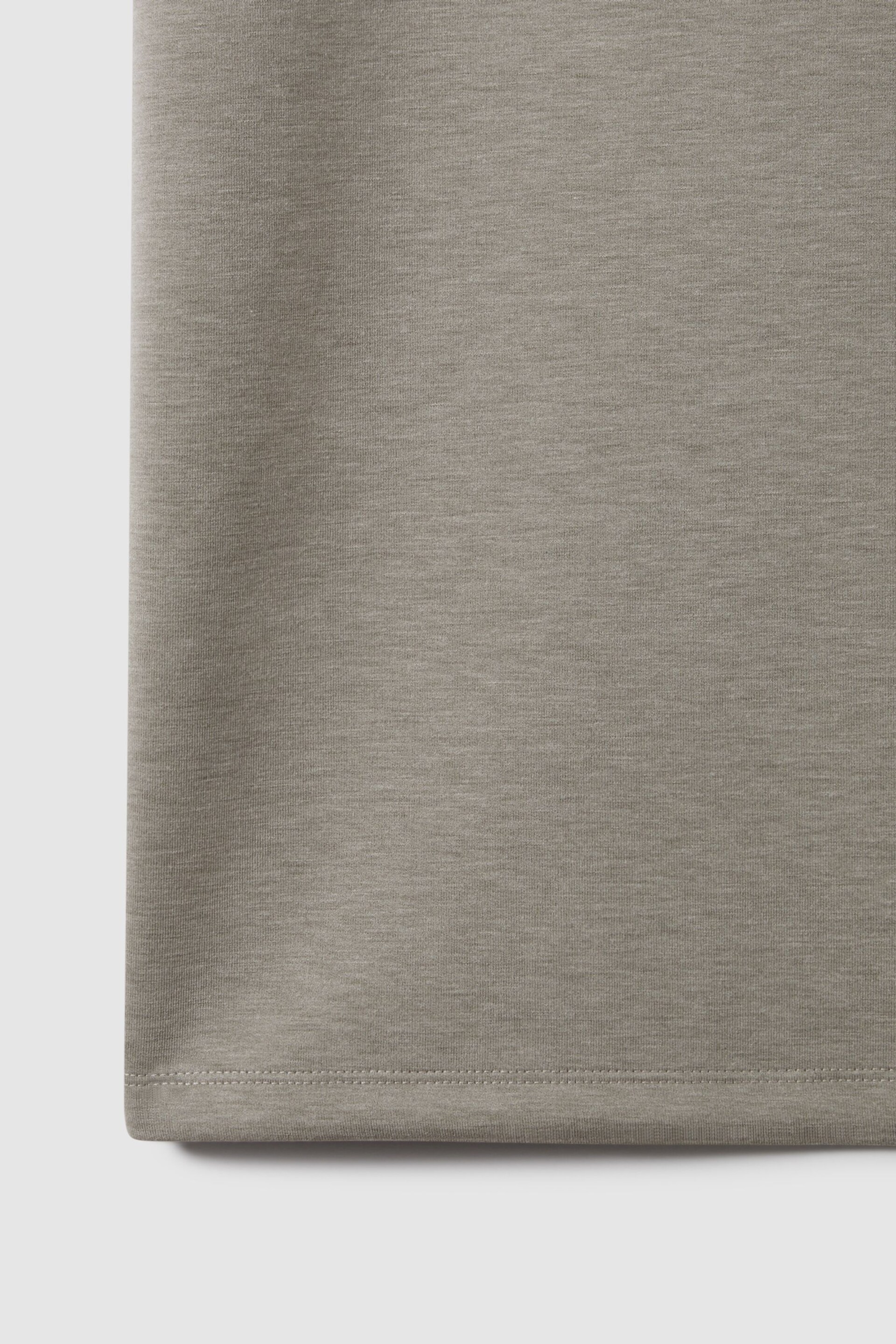 Reiss Taupe Bradley Interlock Jersey Crew Neck T-Shirt - Image 6 of 6