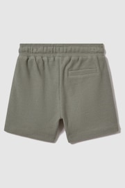 Reiss Pistachio Hester Teen Textured Cotton Drawstring Shorts - Image 2 of 3