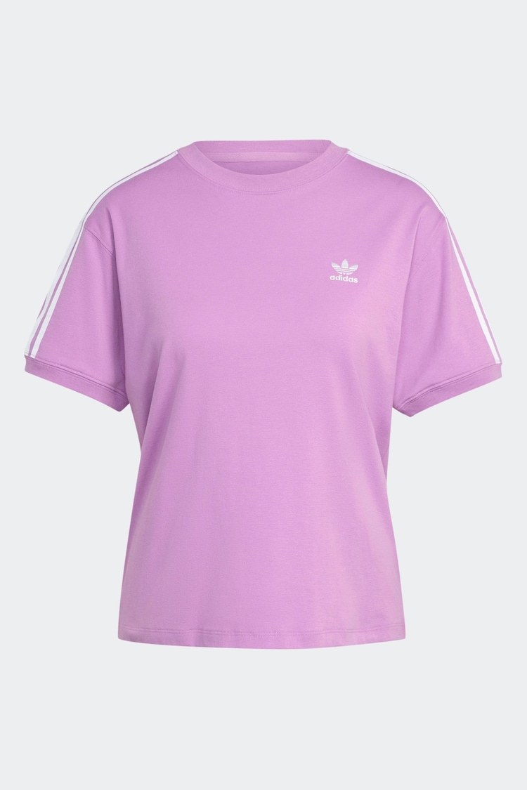 adidas Originals Purple 3 Stripe T-Shirt - Image 7 of 7