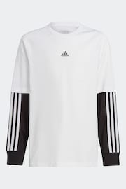 adidas White Kids Street Jam 2 in 1 Long Sleeve Long Sleeve Top - Image 4 of 4