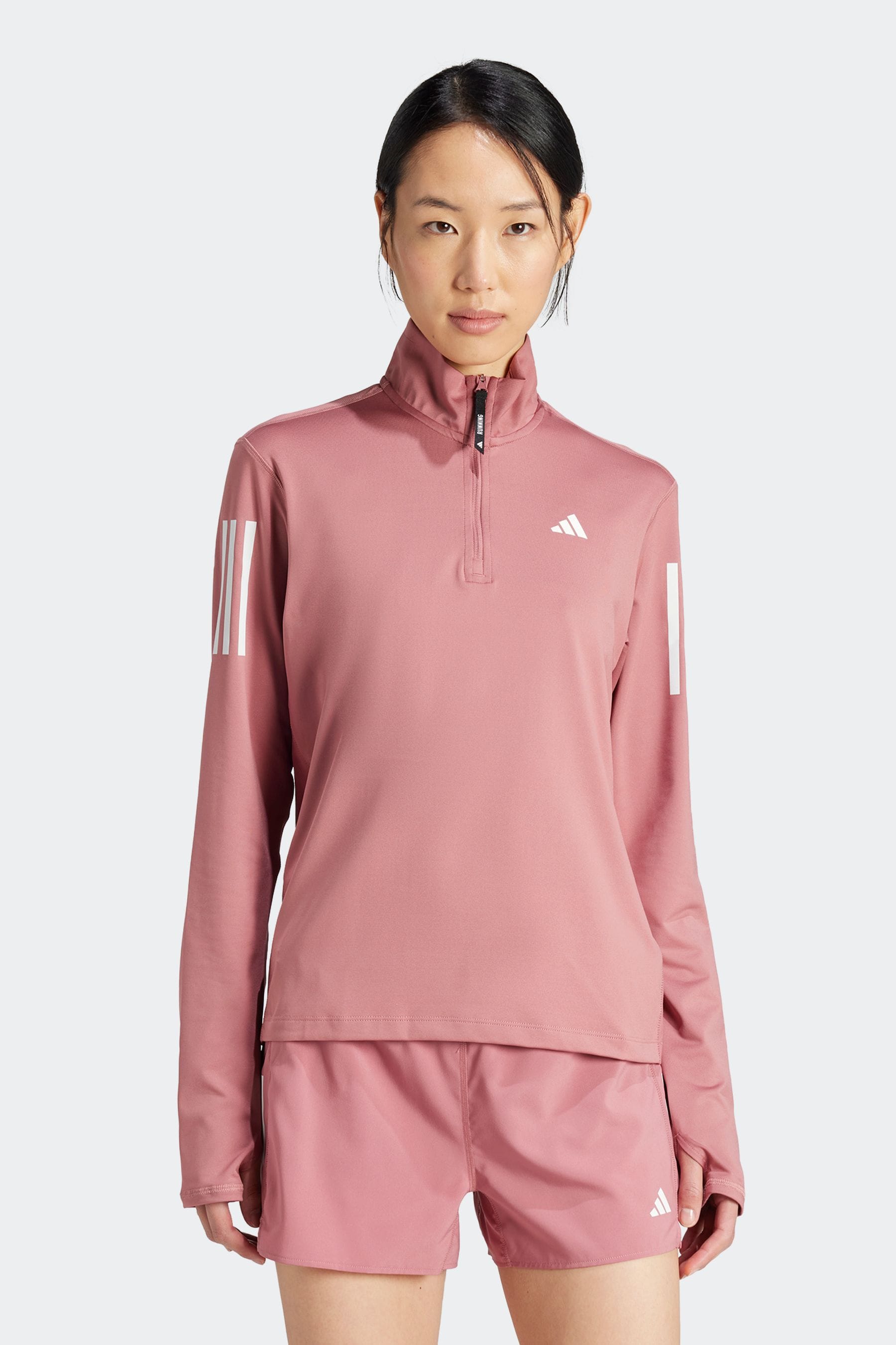 Adidas pink half zip clearance
