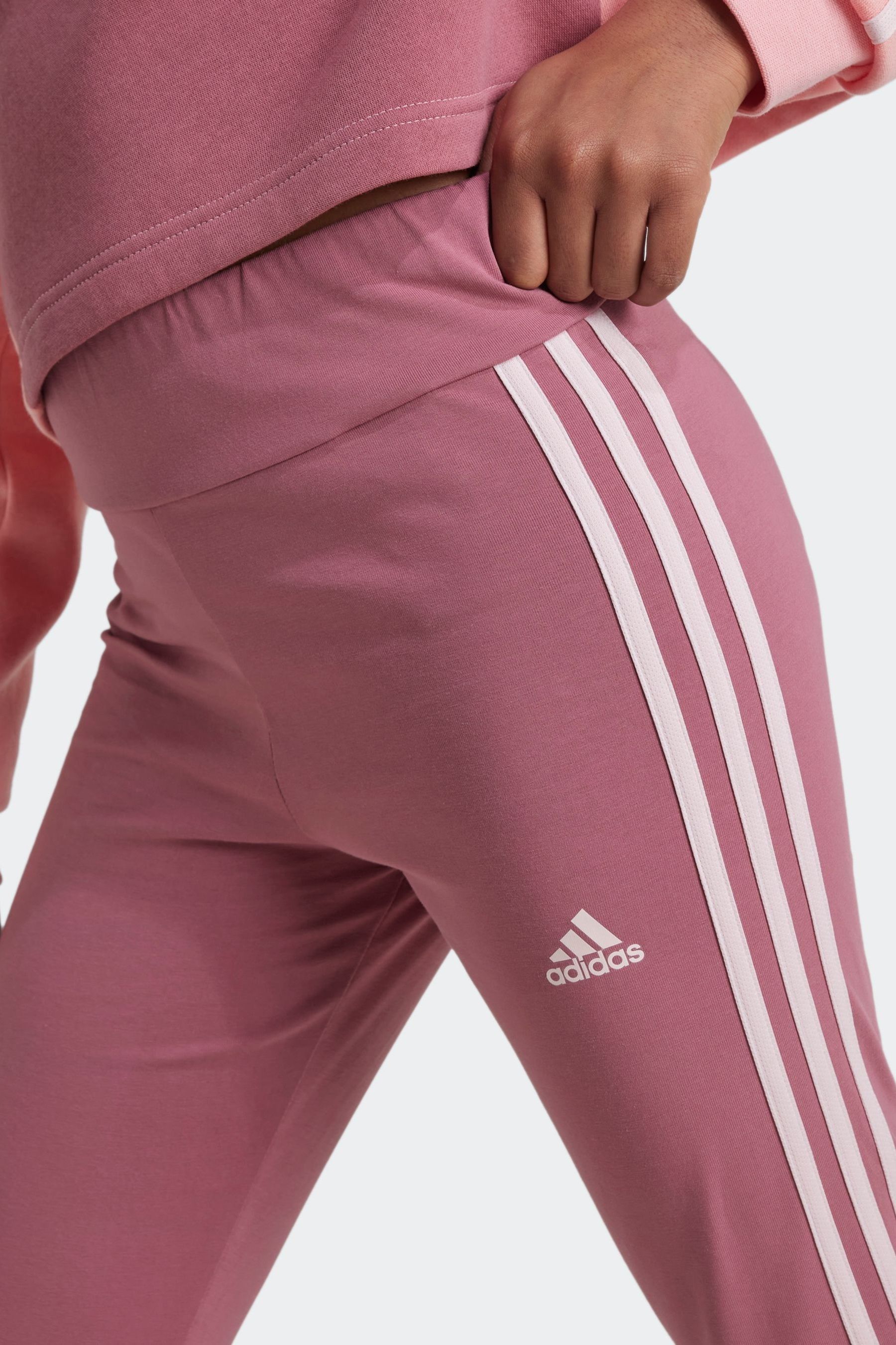 Buy adidas Pink Dark Kids Sportswear Tiberio 3 Stripes Colorblock Fleece Leggings Set from Next Luxembourg