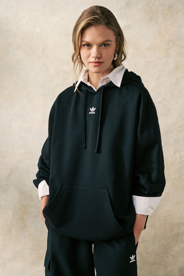 adidas Originals Black Essentials Oversized Boyfriend Hoodie - Image 1 of 6