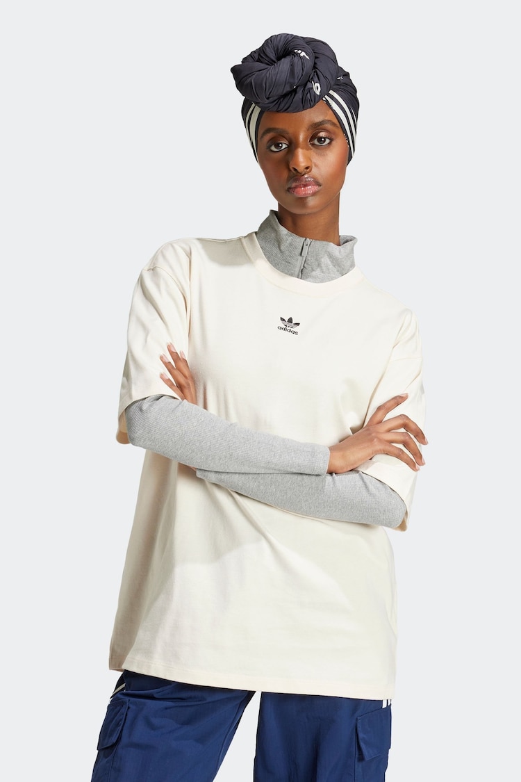 adidas Originals White Boyfriend 100% Cotton Essential T-Shirt - Image 1 of 7