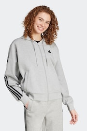 adidas Grey Future Icons 3 Stripe Full Zip Hoodie - Image 4 of 7