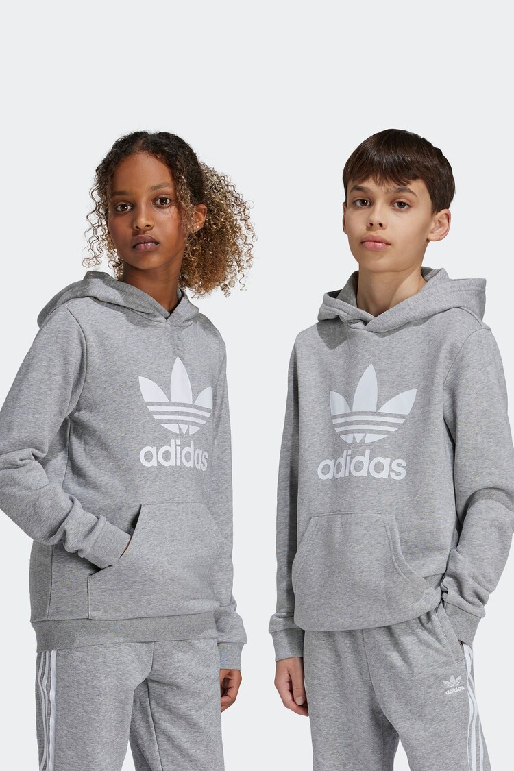 adidas Grey Kids Originals Trefoil Hoodie - Image 1 of 6